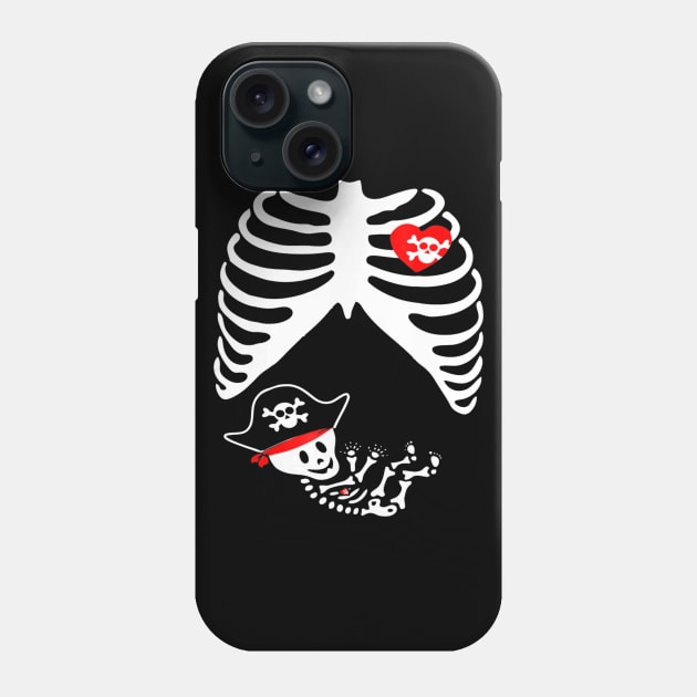 Baby Pregnant Skeleton Xray Halloween Shirt Pirate Boy Phone Case by mlleradrian