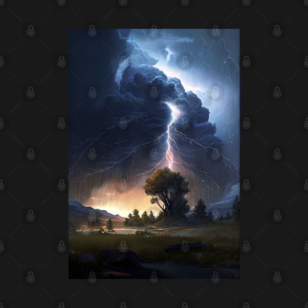 Thunder and Lightning Landscape Tee by GaudaPrime31