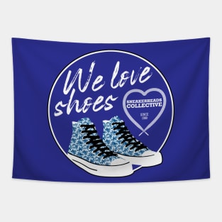 We Love Shoes Blue Tapestry