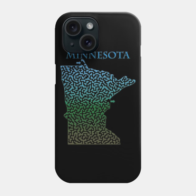 Minnesota State Outline Maze & Labyrinth Phone Case by gorff