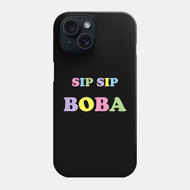 Sip Sip Boba in Rainbow Pastels - Black Phone Case by Kelly Gigi