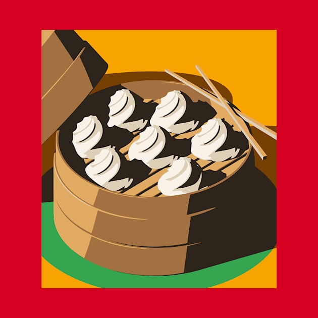 Bamboo basket full of dumplings by sunsewtuesday