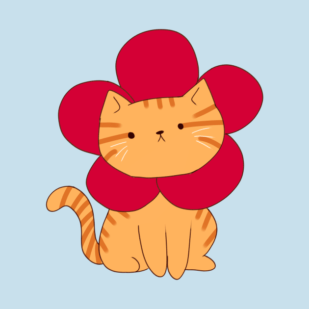 Orange cat flower illustration by Mayarart