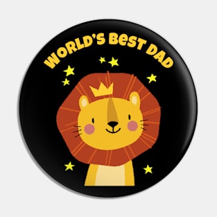 🦁 Cute Smiling Male Lion with Crown, World's Best Dad Pin