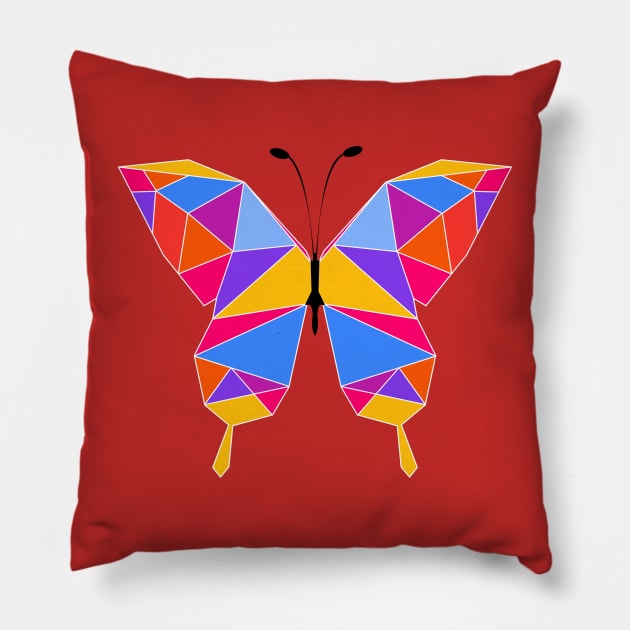 Colorful Geometric Monarch Butterfly Pillow by 4U2NV-LDN