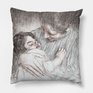 Evening, mother and child Pillow