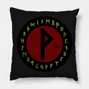 Red Wunjo Futhark Rune Symbol Pillow