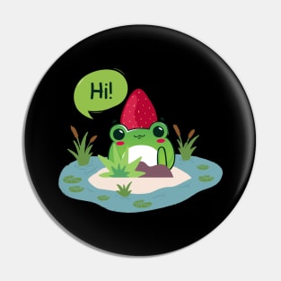Frog Art - Strawberry Frog Pin