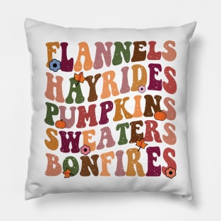 Flannels Hayrides Pumpkins Vintage Sweaters Bonfires Pillow