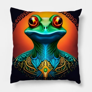 Froggy Animal Spirit (15) - Trippy Psychedelic Frog Pillow