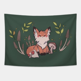 Autumn Mushroom Fox Tapestry