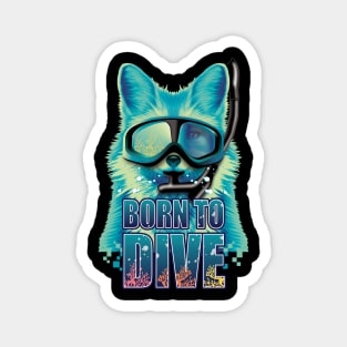 Born to dive fox scuba diving underwater among coral reefs Magnet