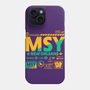 Vintage New Orleans MSY Airport Code Travel Day Retro Travel Tag Phone Case