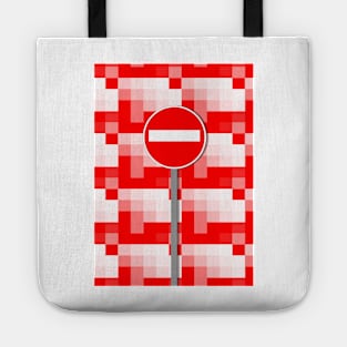 Geometric NO ENTRY in red and white Tote