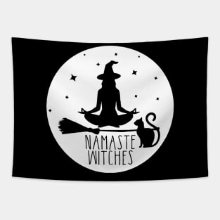 Namaste Witches Yoga Halloween With Cat Tapestry