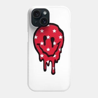 Red Stars Drippy Smiley Face Phone Case