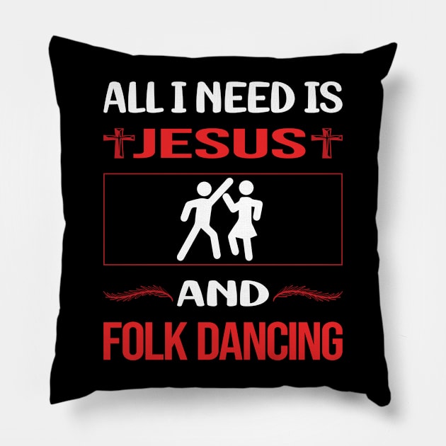 Funny Jesus Folk Dancing Dance Dancer Pillow by Happy Life