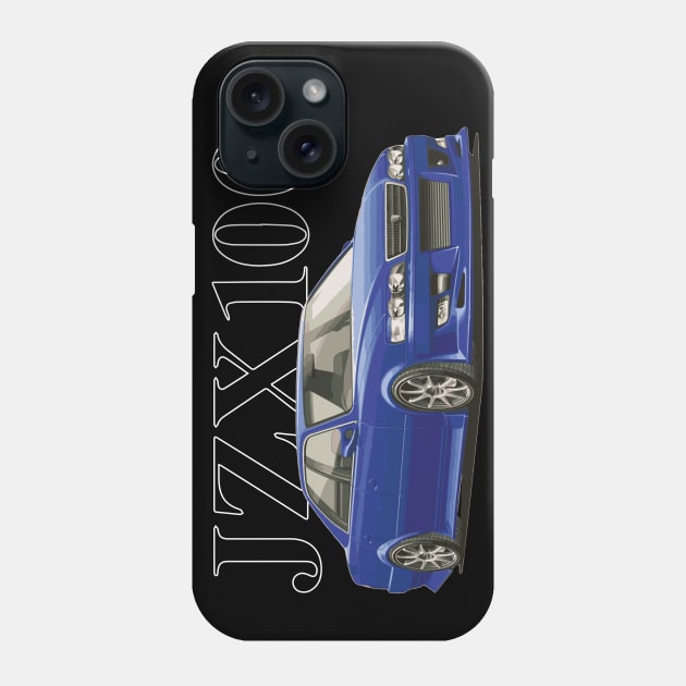 JZX100 TRD 8l4 blue CHASER MARK II tOYOTA Drift 1jz street car VERTEX KIT Phone Case by cowtown_cowboy