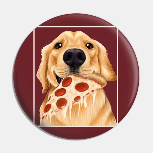 Golden Retriever eating pizza - dog with a slice of pizza Pin by Mehu Art