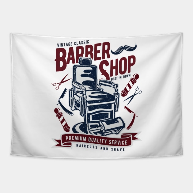 Vintage Barber Shop Tapestry by TeeGo