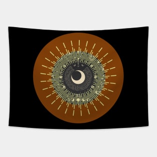 Halloween Cresent Moon, Symbols, Portents, Omens, Signs, and Fortunes - Pumpkin Orange and Black Variation Tapestry