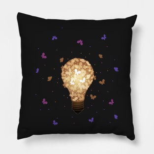 Glowing butterflies in a light bulb Pillow