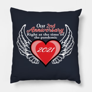 2nd Anniversary pandemic 2021 winged heart Pillow