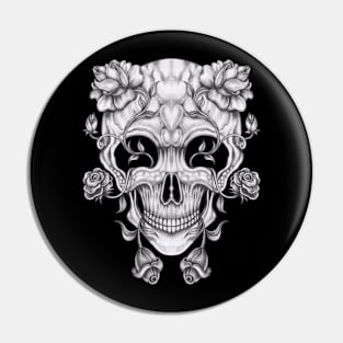 Surreal flower and skull. Pin