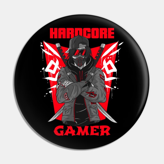 Hardcore Gamer Red Ninja Pin by Gamers World Store