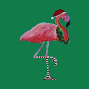 flamingo christmas painting T-Shirt