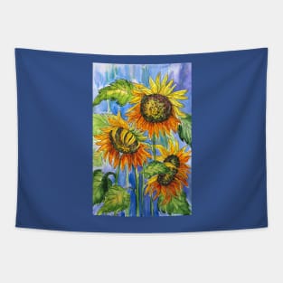 Blue Yellow Watercolor Painting Tapestry