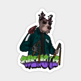 Crazy Dog with Mushrooms Magnet