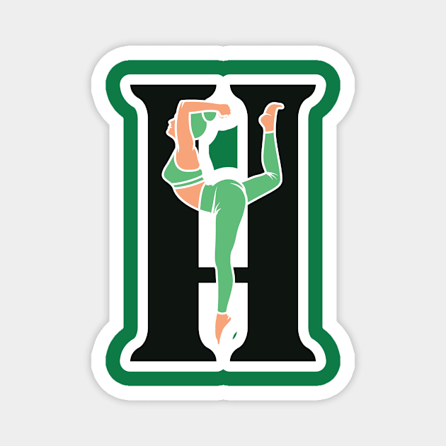 Sports yoga women in letter H Sticker design vector illustration. Alphabet letter icon concept. Sports young women doing yoga exercises with letter H sticker design logo icons. Magnet by AlviStudio