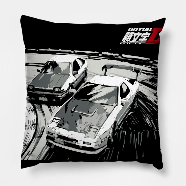 initial d drift tandems Corolla AE86 vs FC RX-7 Pillow by cowtown_cowboy