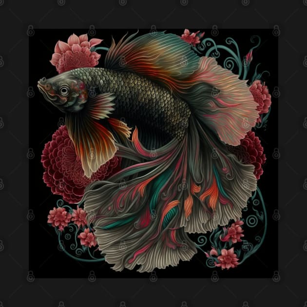 Floral Betta fish by BloodRubyz