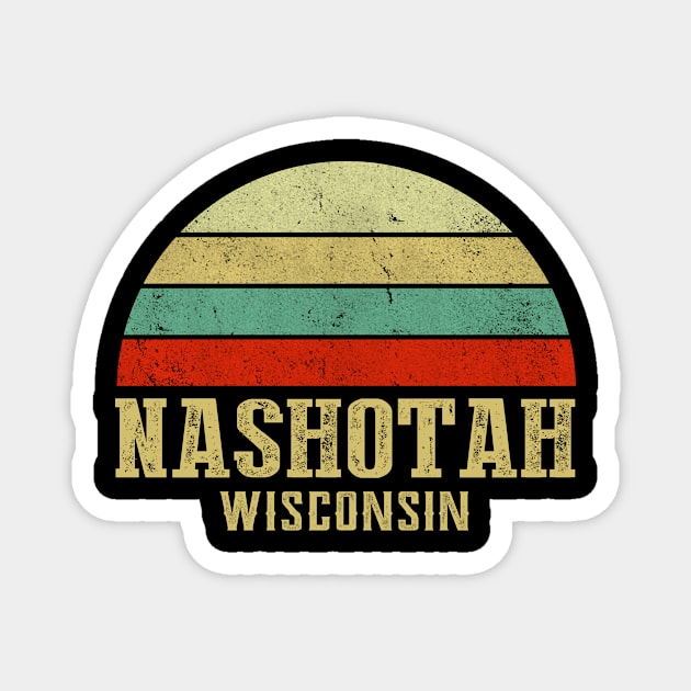 Nashotah Wisconsin Vintage Retro Sunset Magnet by Curry G