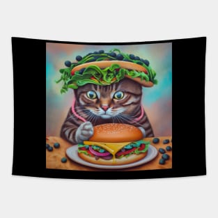 cheeseburger Jesus cat Tapestry