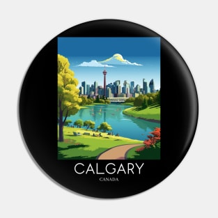 A Pop Art Travel Print of Calgary - Canada Pin