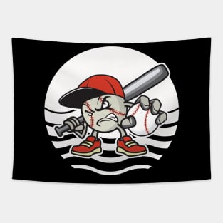 Baseball Cartoon Catcher Tapestry