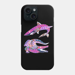 the shark and the gator in crazy pattern Phone Case