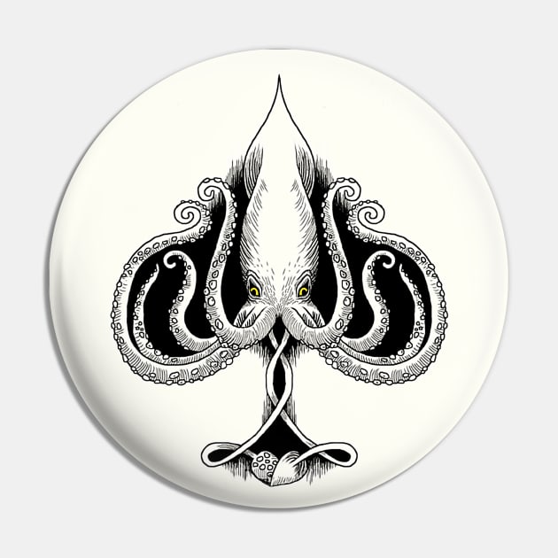 Kraken of Spades Pin by NeilGlover