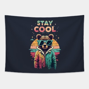 Stay Cool Vintage Graffiti Bear Tapestry