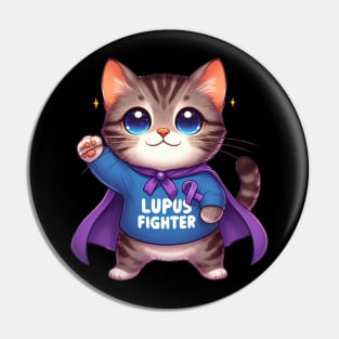 Cute Cat Lupus Fighter: A Feline Warrior's Tale Pin