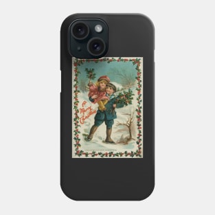 Vintage Christmas Boy and Girl Phone Case