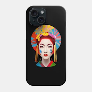 Colorful Japanese geisha head design Phone Case