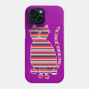 Striped Animals Cat Stripes Red and Blue Phone Case