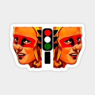 Mysterious blonde girl and the traffic light Magnet