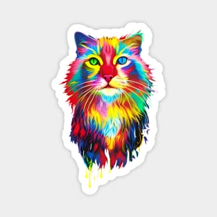 Colorful neon cat - pop art design for cat lovers Magnet