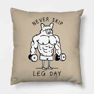 Never Skip Leg Day Corgi Pillow