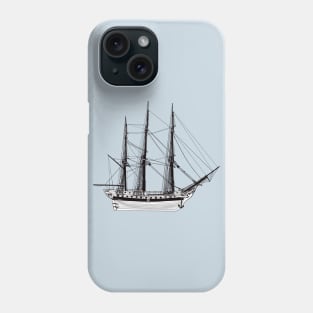 Drawing of medieval sail ship Phone Case